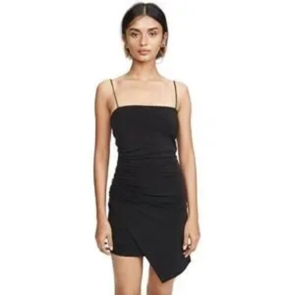 cinq a sept Dresses & Skirts - Cinq a Sept Coral Dress Ruched Asymmetrical Mini Black stretch ponte dress  6